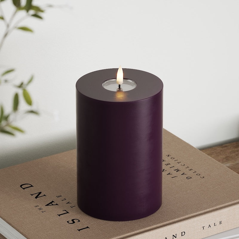 Deluxe Homeart LED Blockljus Ø 10 x 15 cm Mörklila