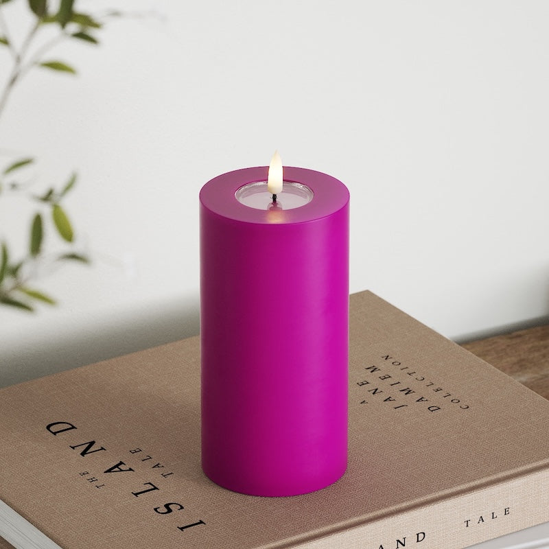 Deluxe Homeart LED Bloklys Ø 7,5 x 15 cm Violet