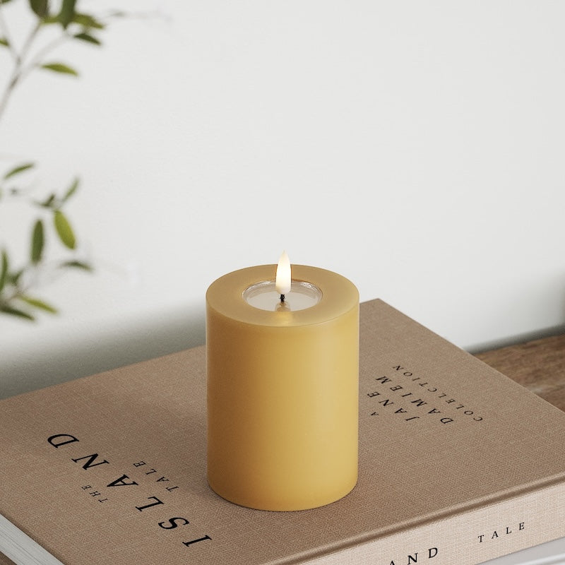 Deluxe Homeart LED Blockljus Ø 7,5 x 10 cm Curry