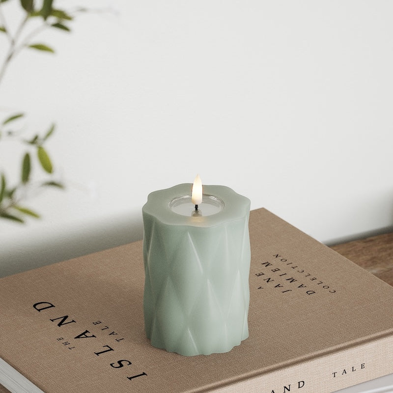 Deluxe Homeart Harlequin LED Blockljus Ø 7,5 x 10 cm Salviagrön