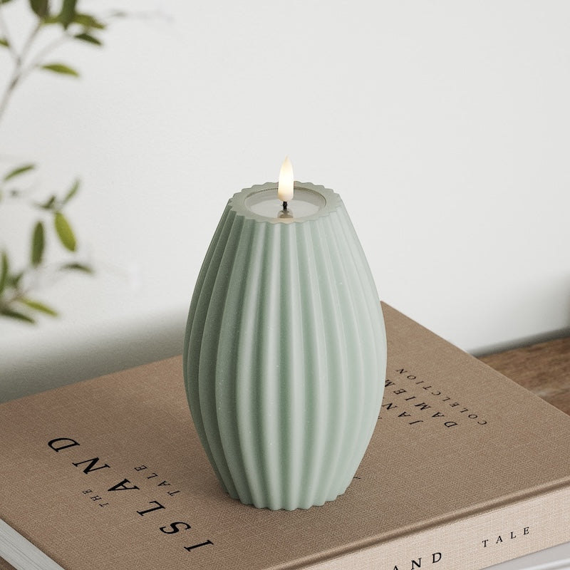 Deluxe Homeart LED Rilleljus D 10 x H 15 cm Salviagrön