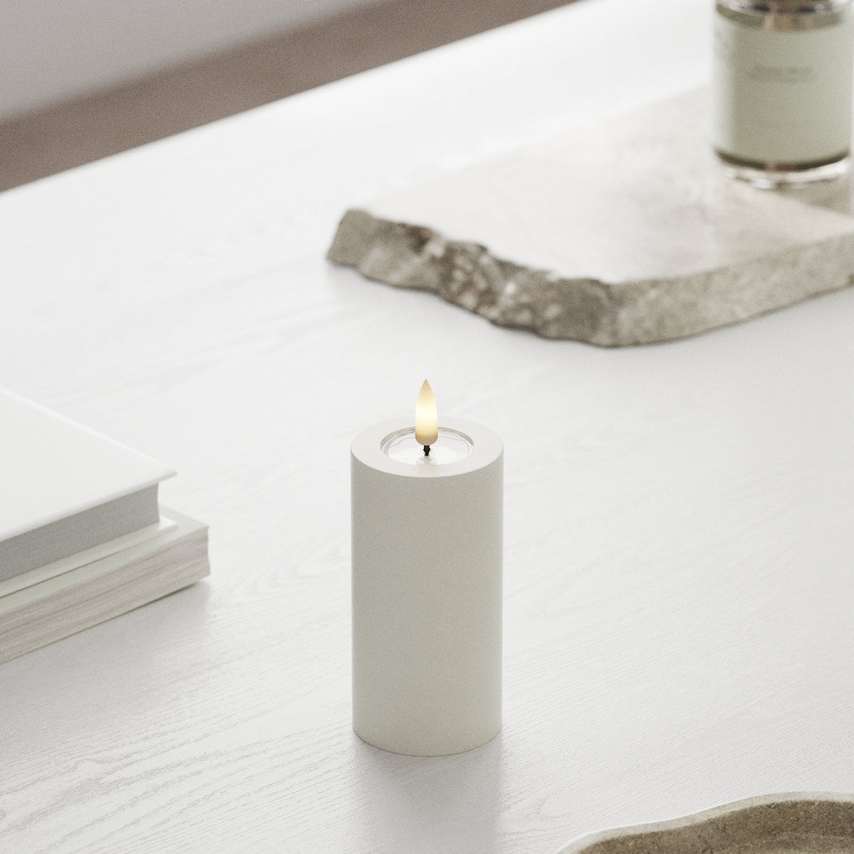 Deluxe Homeart LED Blockljus Ø 5 x 10 cm Vit LED Blockljus 1