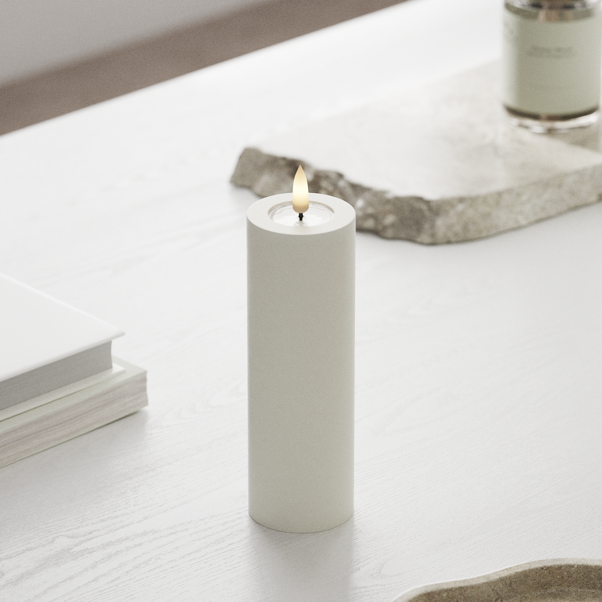 Deluxe Homeart LED Blockljus Ø 5 x 15 cm Vit LED Blockljus 1