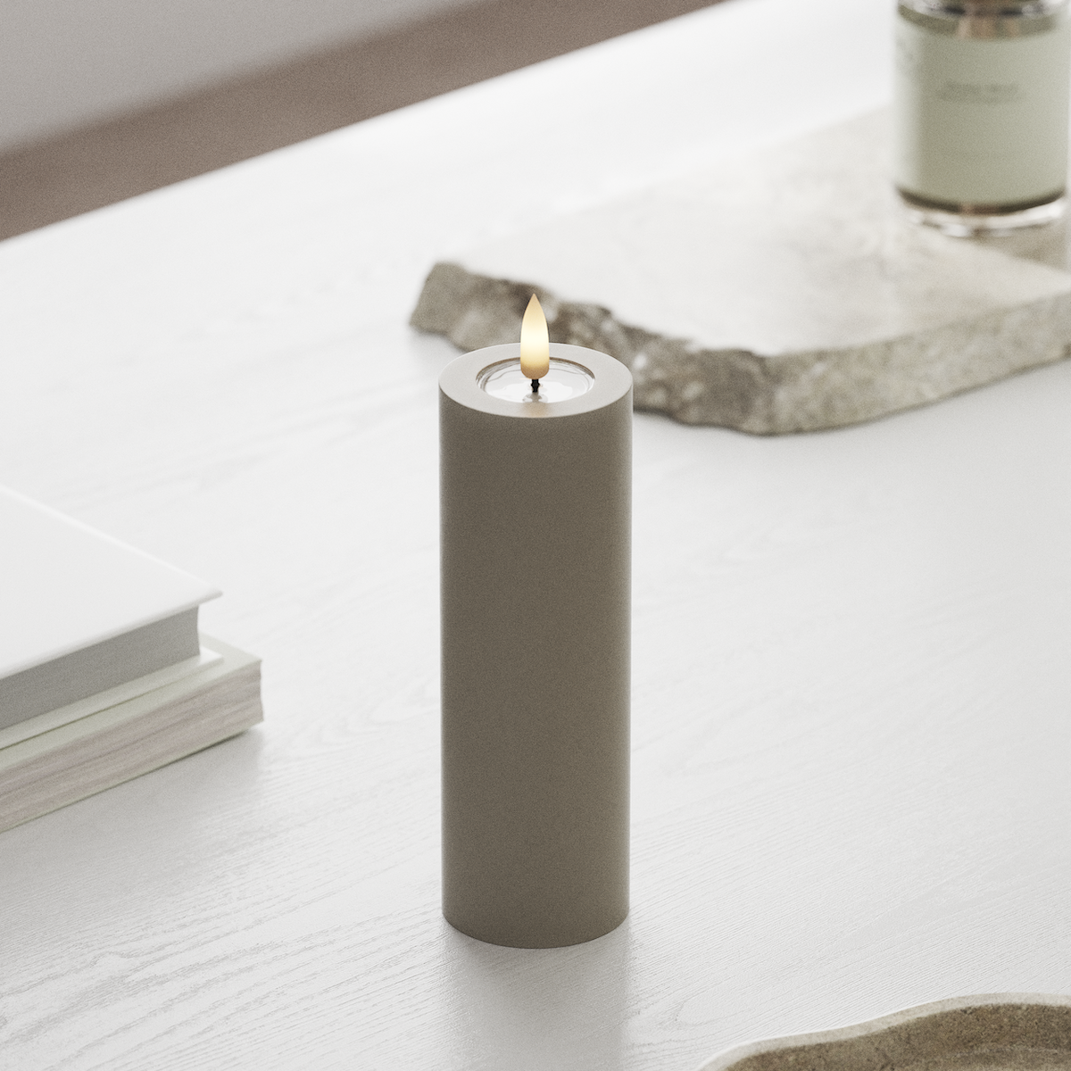 Deluxe Homeart LED Blockljus Ø 5 x 15 cm Sand LED Blockljus 1