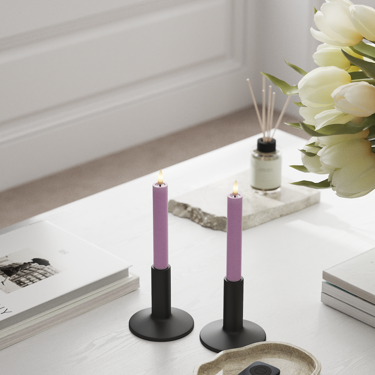 Deluxe Homeart LED Kronljus 2 st, Ø 2 x 15 cm Lavendel LED Kronljus 1