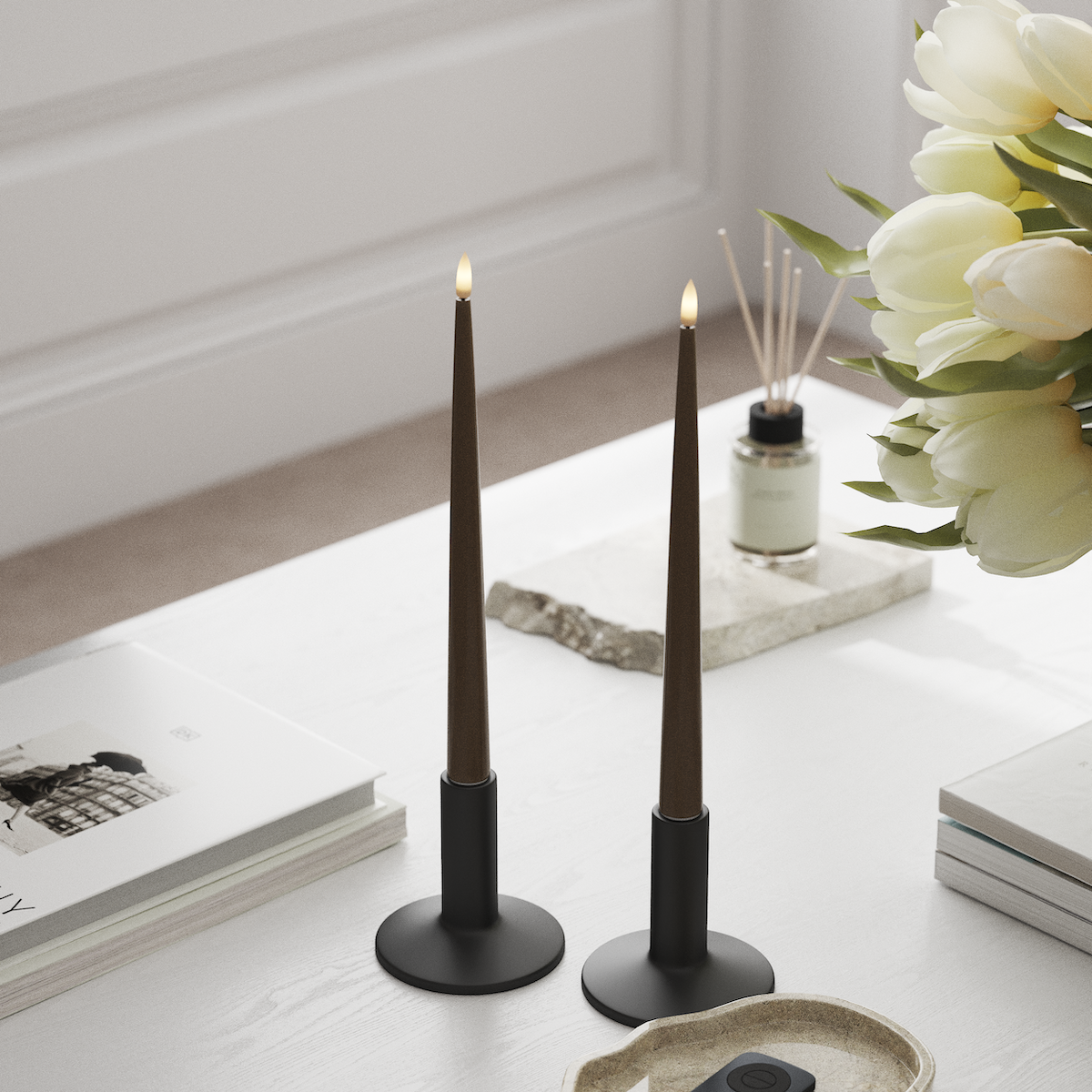 Deluxe Homeart LED Ljus Med Lack med Lack, 2 st 28 cm Karamell LED Ljus Med Lack 1