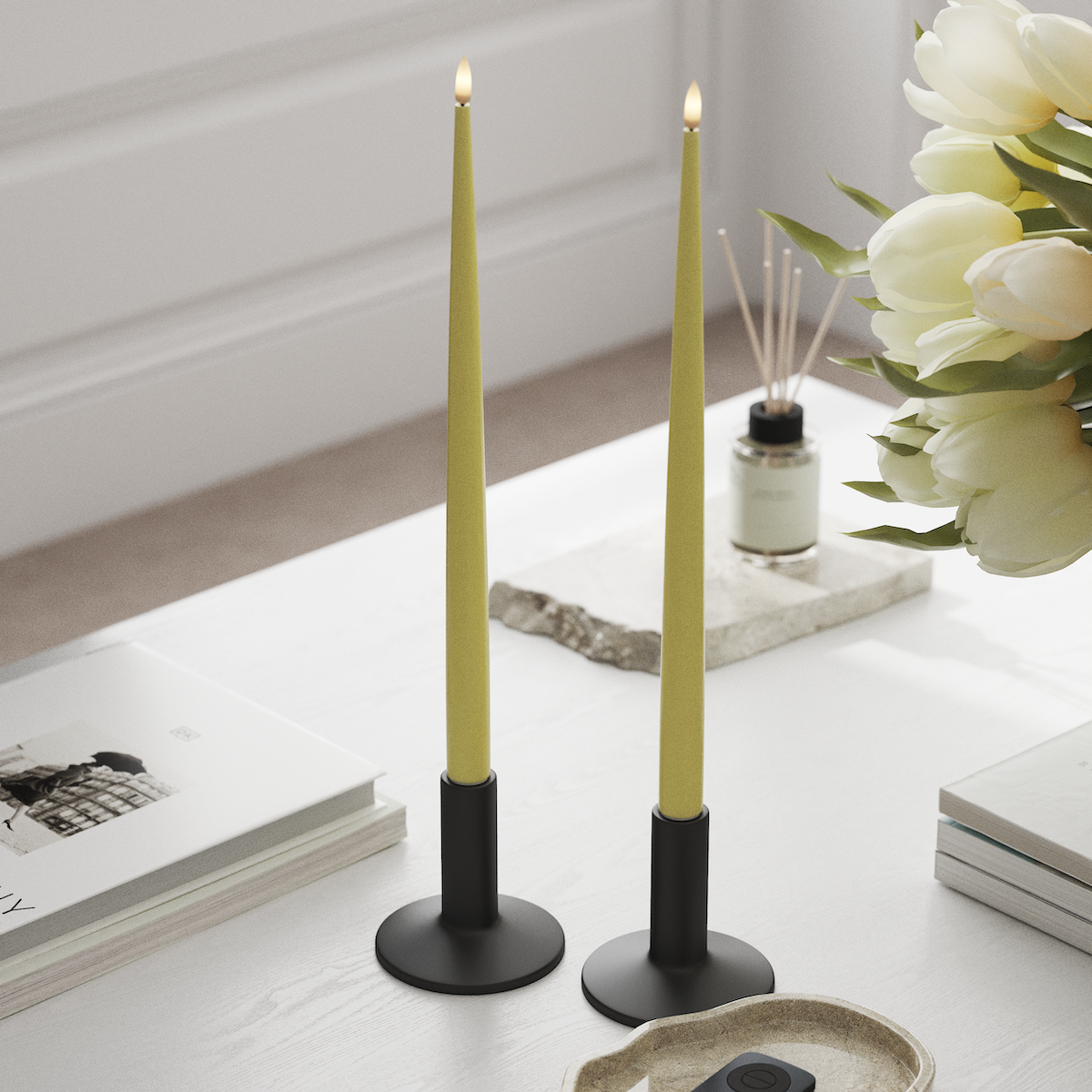 Deluxe Homeart LED Ljus Med Lack med Lack, 2 st 38 cm Ljusgul LED Ljus Med Lack 1