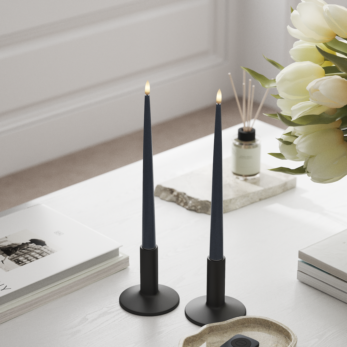 Deluxe Homeart LED Ljus Med Lack med Lack, 2 st 28 cm Isblå LED Ljus Med Lack 1