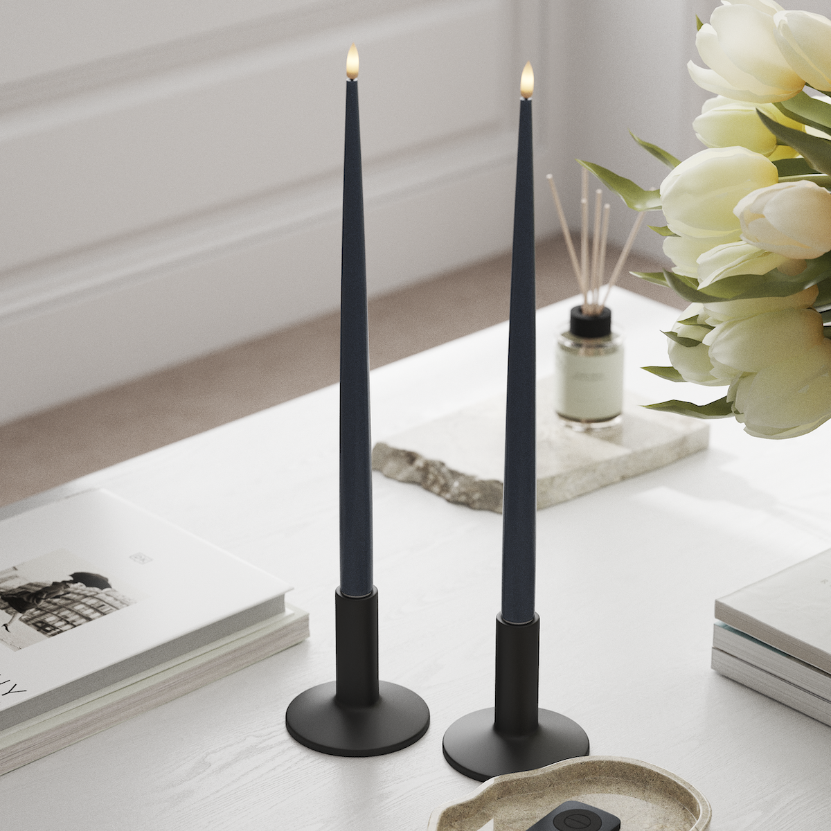 Deluxe Homeart LED Ljus Med Lack med Lack, 2 st 38 cm Isblå LED Ljus Med Lack 1