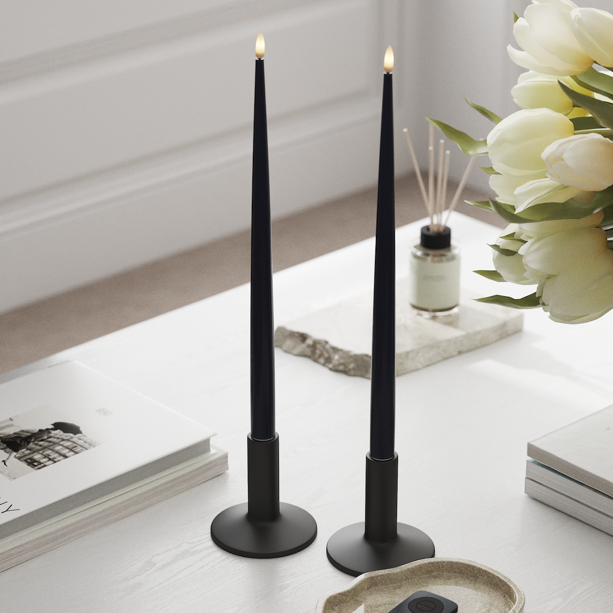 Deluxe Homeart LED Ljus Med Lack med Lack, 2 st 38 cm Kungsblå LED Ljus Med Lack 1