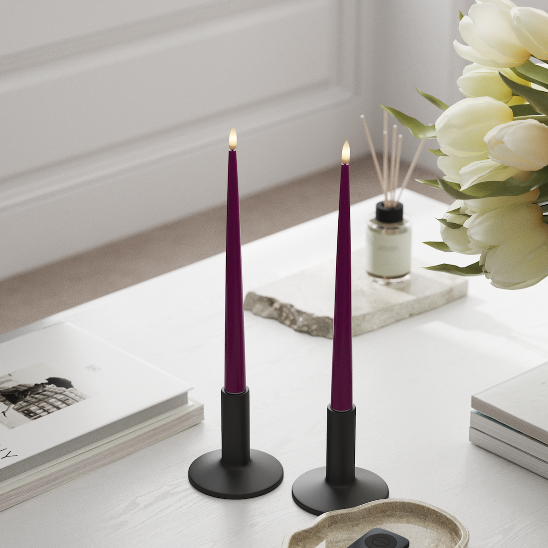 Deluxe Homeart LED Ljus Med Lack med Lack, 2 st 28 cm Violet LED Ljus Med Lack 3