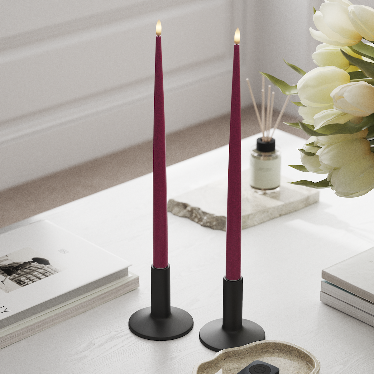 Deluxe Homeart LED Ljus Med Lack med Lack, 2 st 38 cm Magenta LED Ljus Med Lack 1