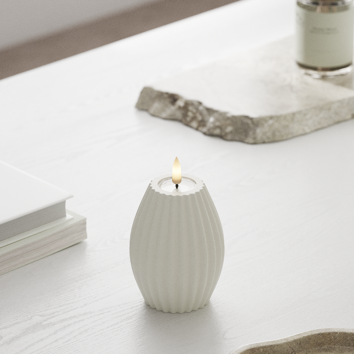 LED Rilleljus D 7,5 x h 10 cm Vit