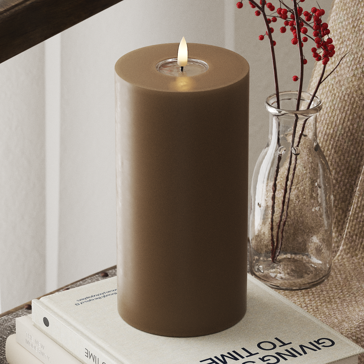 Deluxe Homeart LED Blockljus Ø 10 x 20 cm Karamell LED Blockljus 4