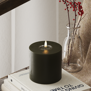 Deluxe Homeart LED Blockljus Ø 10 x 10 cm Mörkgrön LED Blockljus 4