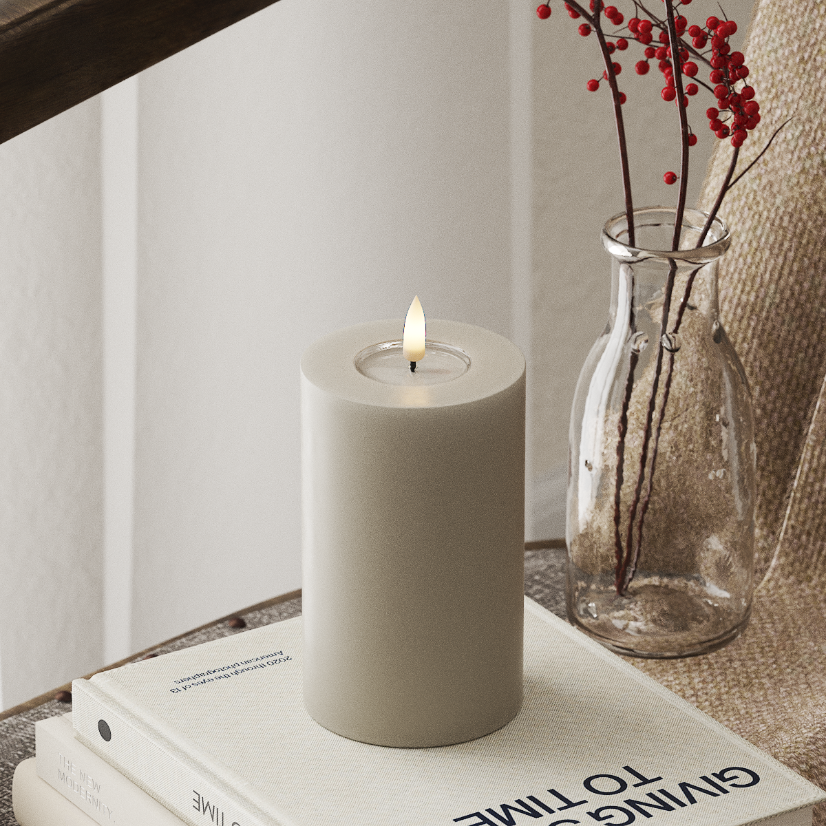 Deluxe Homeart LED Blockljus Ø 7,5 x 12,5 cm Sand LED Blockljus 4