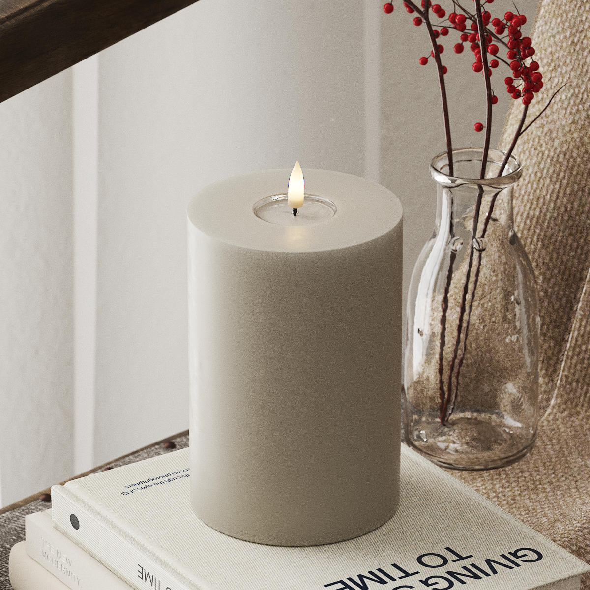 Deluxe Homeart LED Blockljus Ø 10 x 15 cm Sand LED Blockljus 4