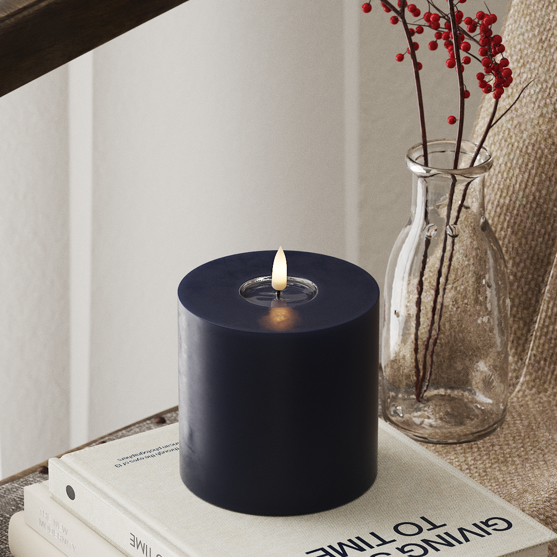 Deluxe Homeart LED Blockljus Ø 10 x 10 cm Kungsblå LED Blockljus 4