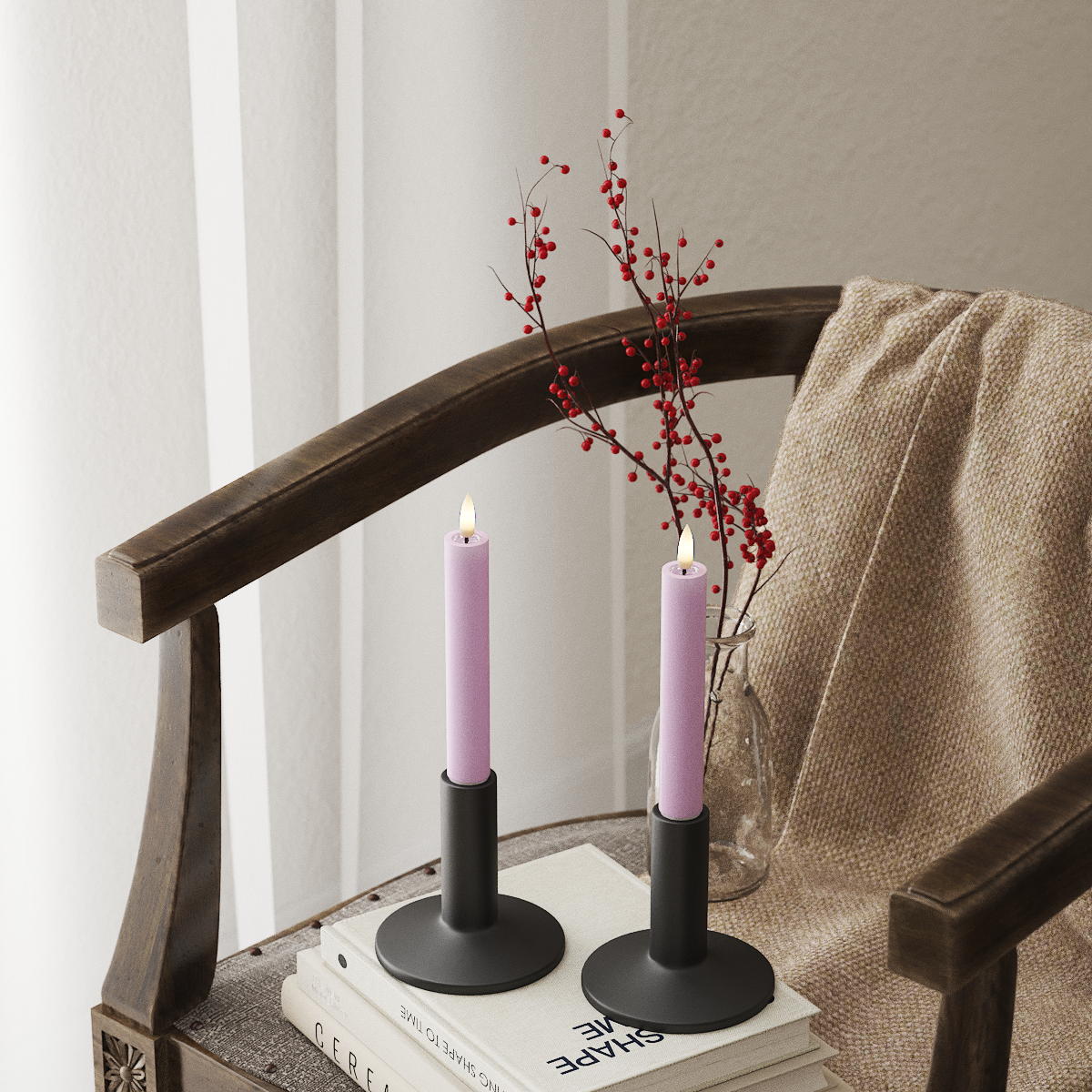 Deluxe Homeart LED Kronljus 2 st, Ø 2 x 15 cm Lavendel LED Kronljus 4