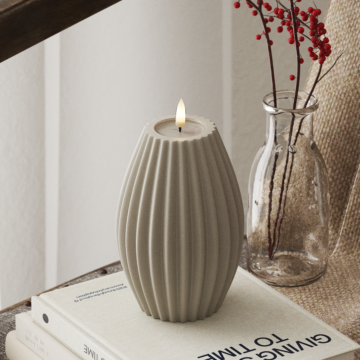 Deluxe Homeart LED Rilleljus D 10 x H 15 cm Sand LED Rilleljus 4