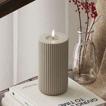 Deluxe Homeart Solid Stripe LED Blockljus Ø 8 X 15 Cm Sand LED Form 4