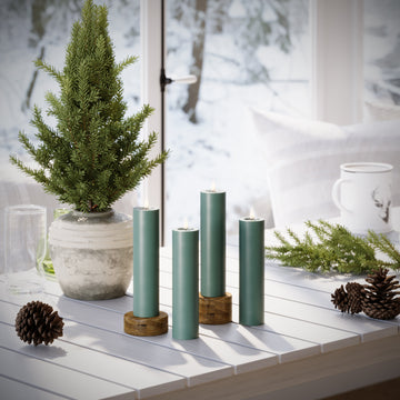 LED Blockljus Ø 5 x 20 cm Jadegrön - 4 st