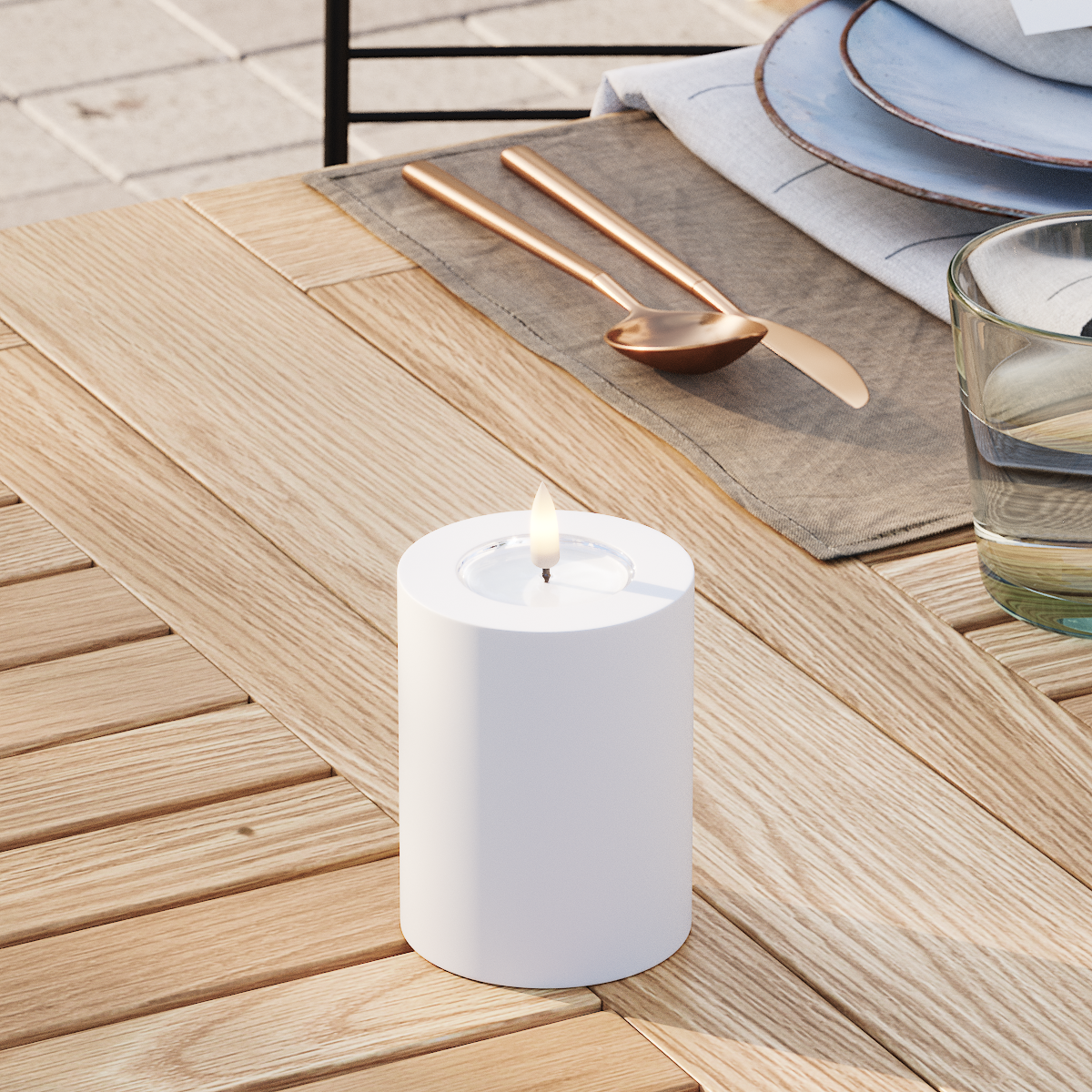 Deluxe Homeart Utomhus LED Blockljus Ø 7,5 x 10 cm Vit LED utomhusljus Blockljus 3