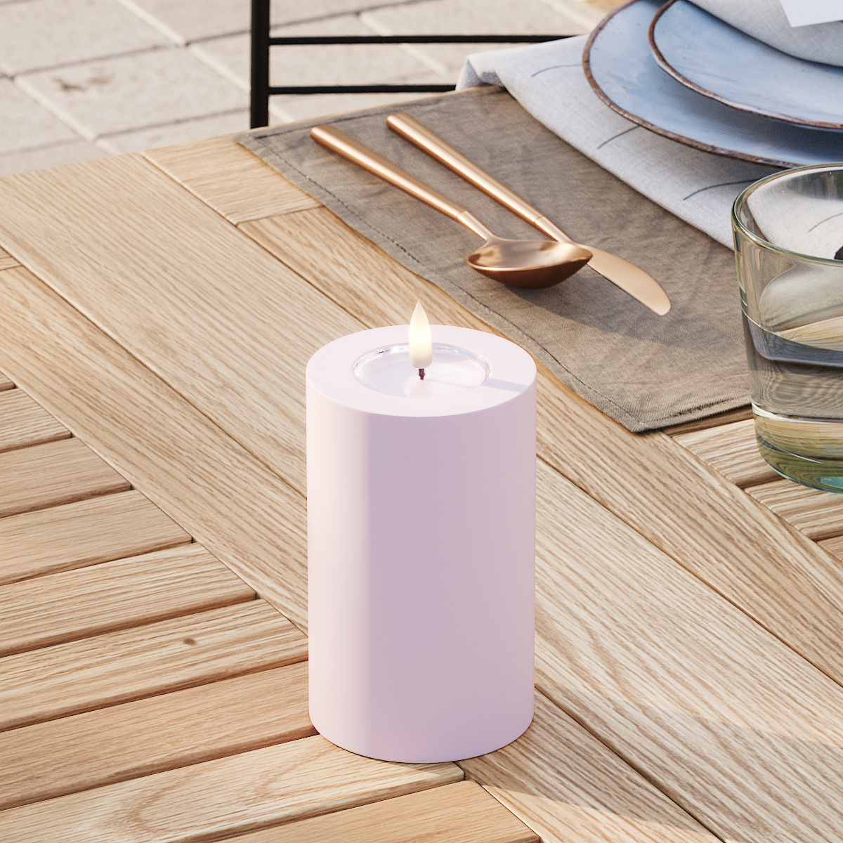 Deluxe Homeart Utomhus LED Blockljus Ø 7,5 x 12,5 cm Stövet röd LED utomhusljus Blockljus 3