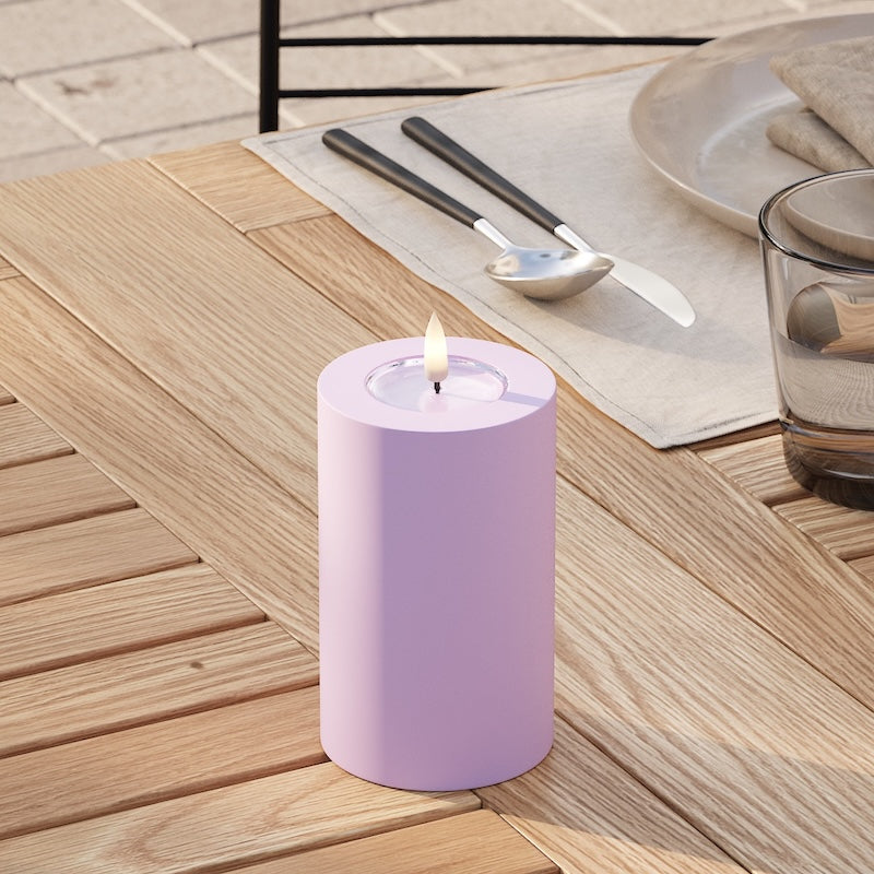 Deluxe Homeart Udendørs LED Bloklys Ø 7,5 x 12,5 cm Lavendel LED udendørslys bloklys 2