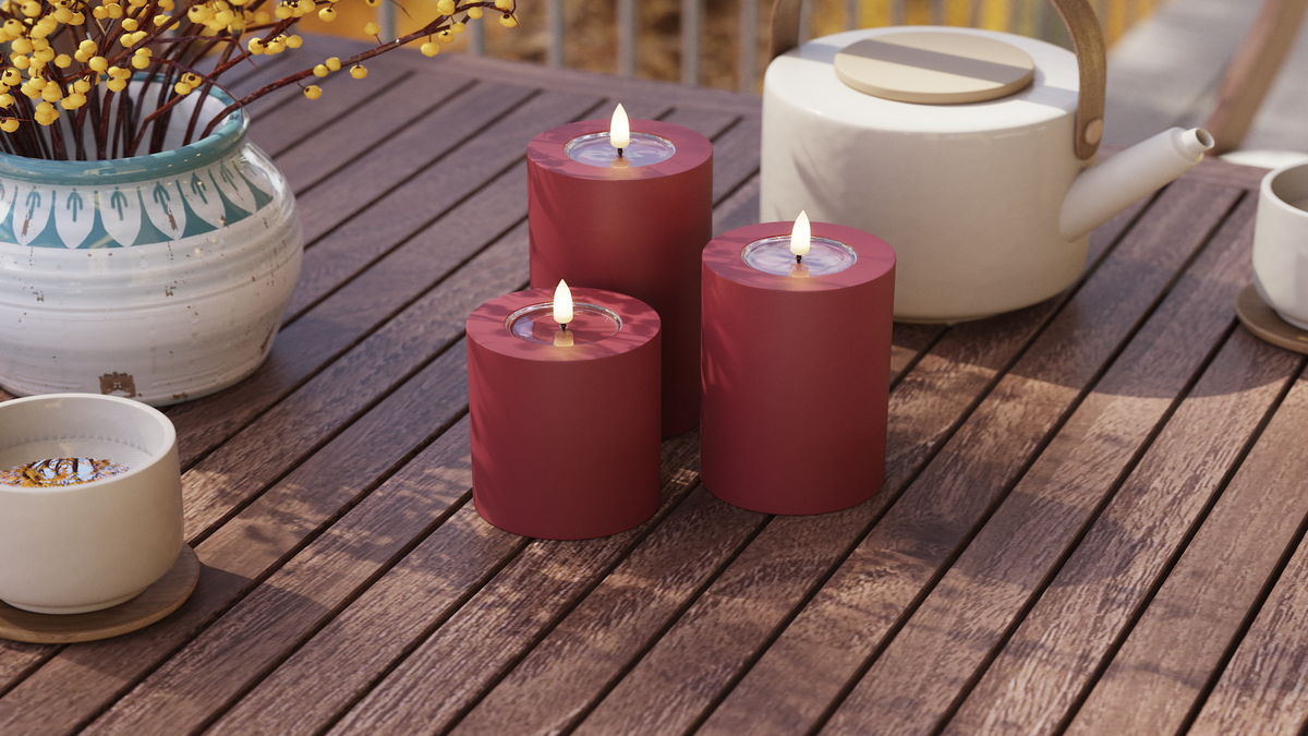 Luzes externas LED Vela pilar Com chama LED de vida real
