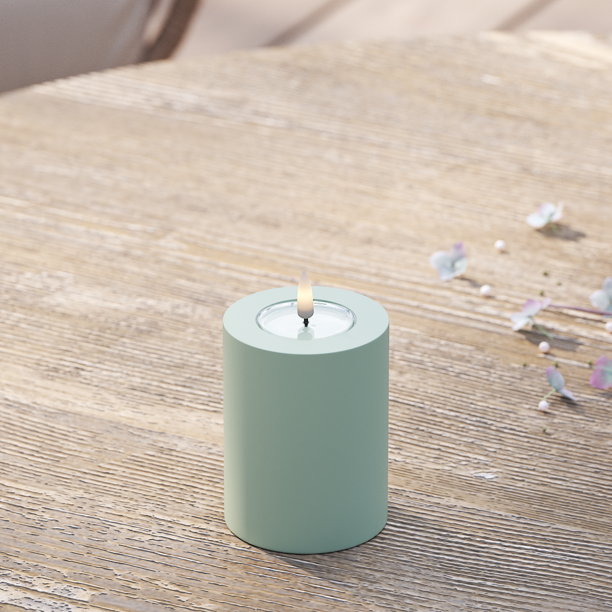 Deluxe Homeart Utomhus LED Blockljus Ø 7,5 x 10 cm Salviagrön LED utomhusljus Blockljus 2