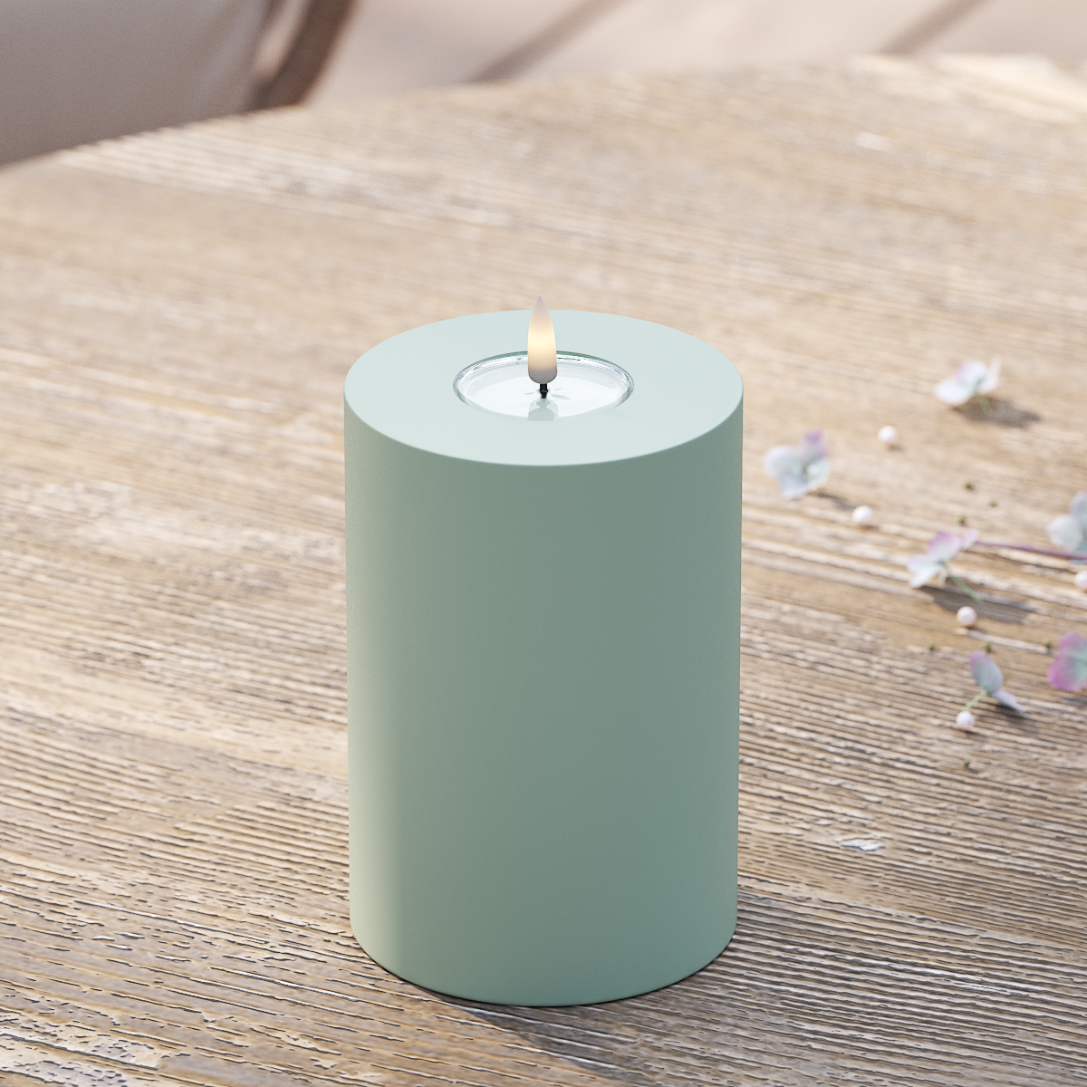 Deluxe Homeart Utomhus LED Blockljus Ø 10 x 15 cm Salviagrön LED utomhusljus Blockljus 2