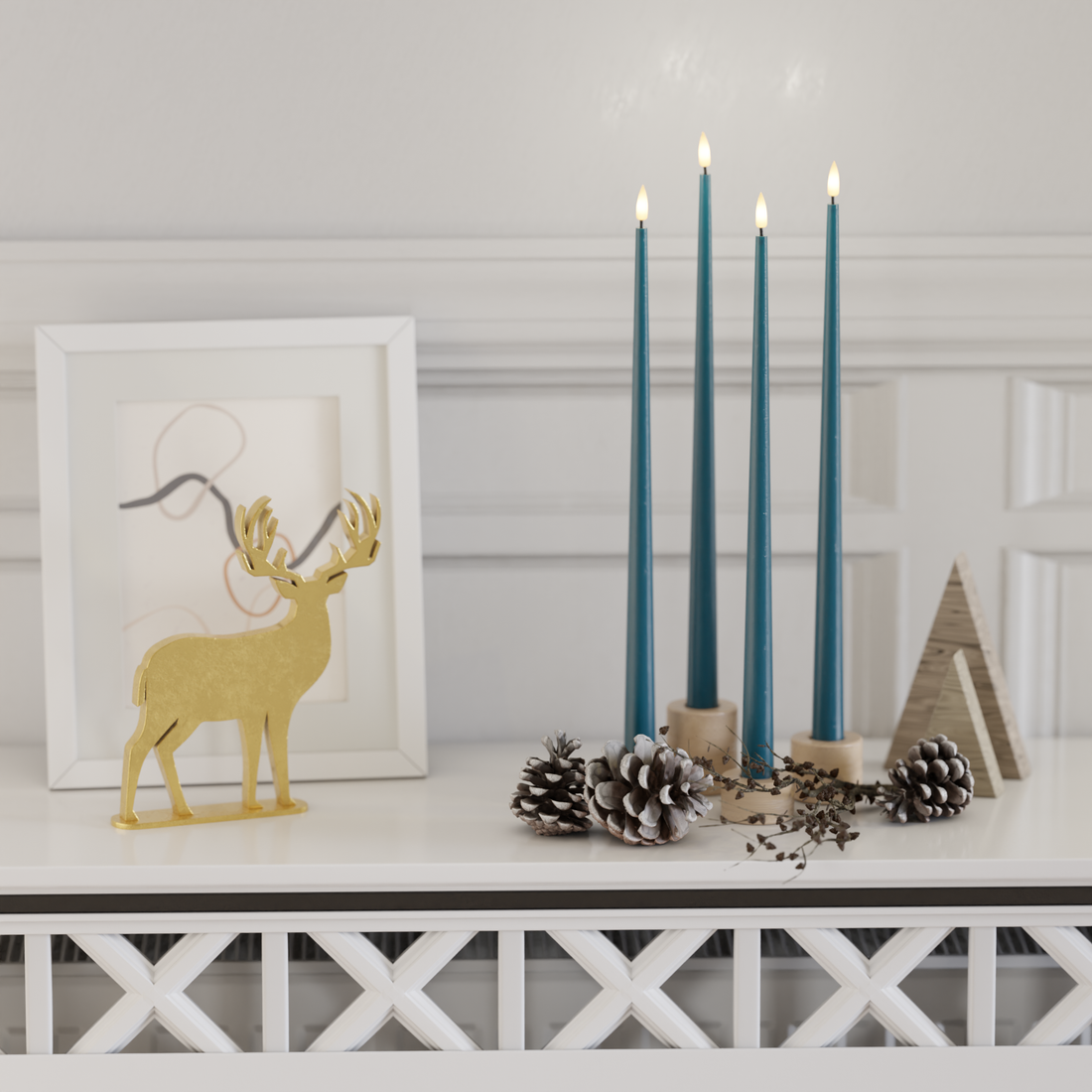 Deluxe Homeart LED Kertelys pakke - Petroleum - 38 cm 1