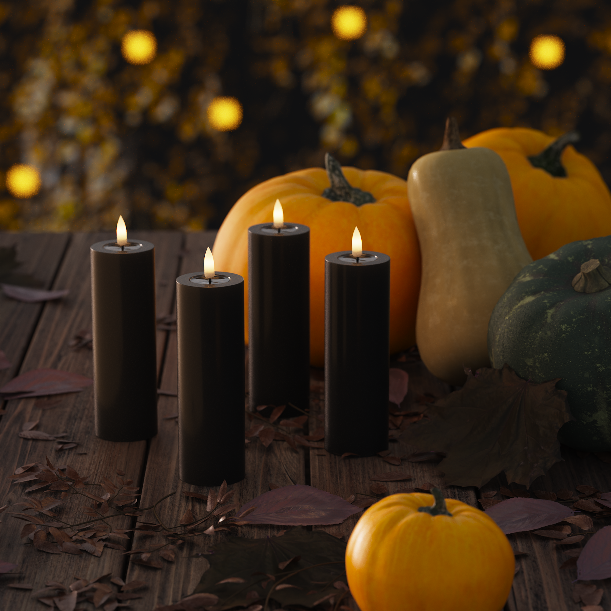 LED Blockljus Ø 5 x 15 cm Svart - 4 st