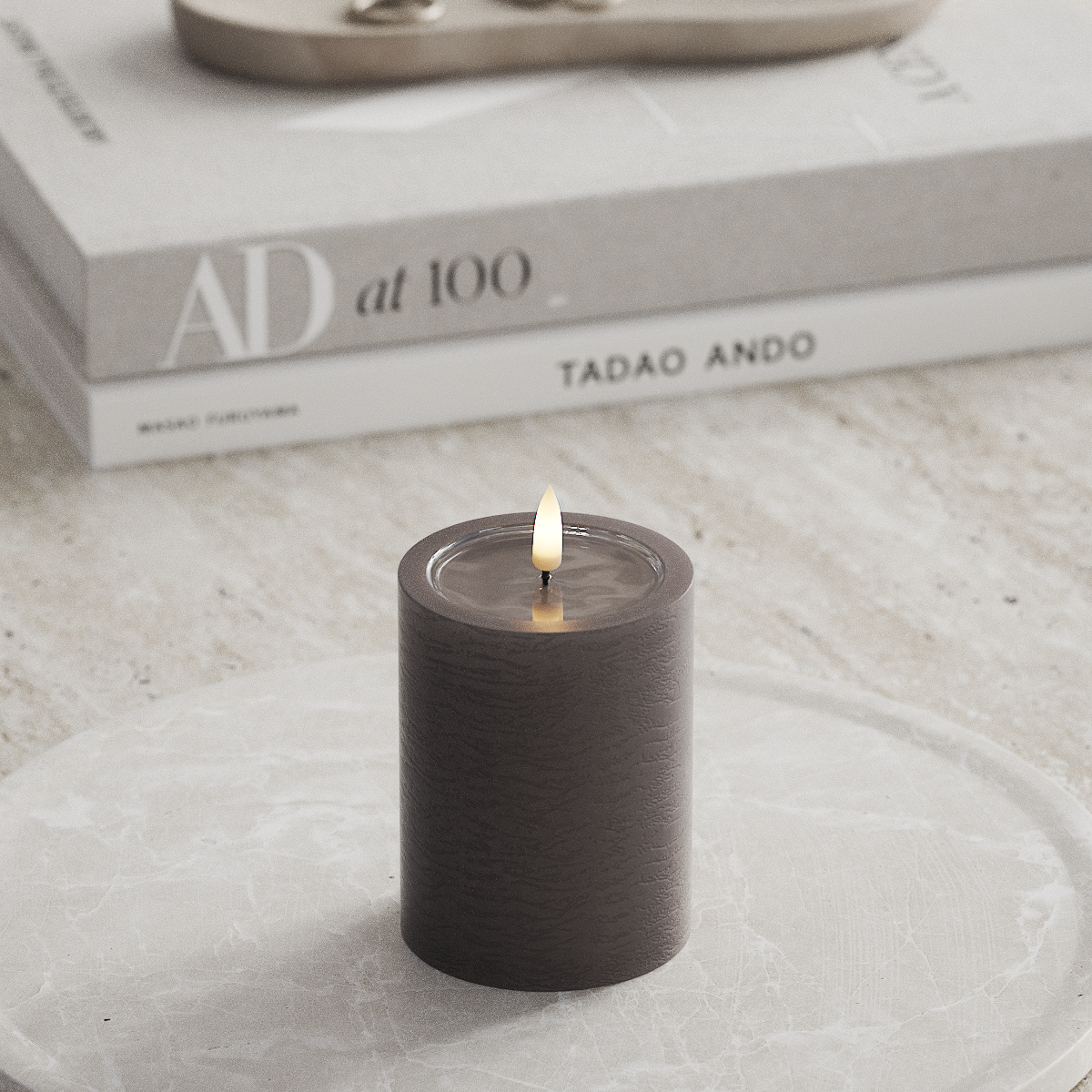 Deluxe Homeart Unique LED Blockljus D 7,5 x 10 cm Mocca unique Blockljus 1