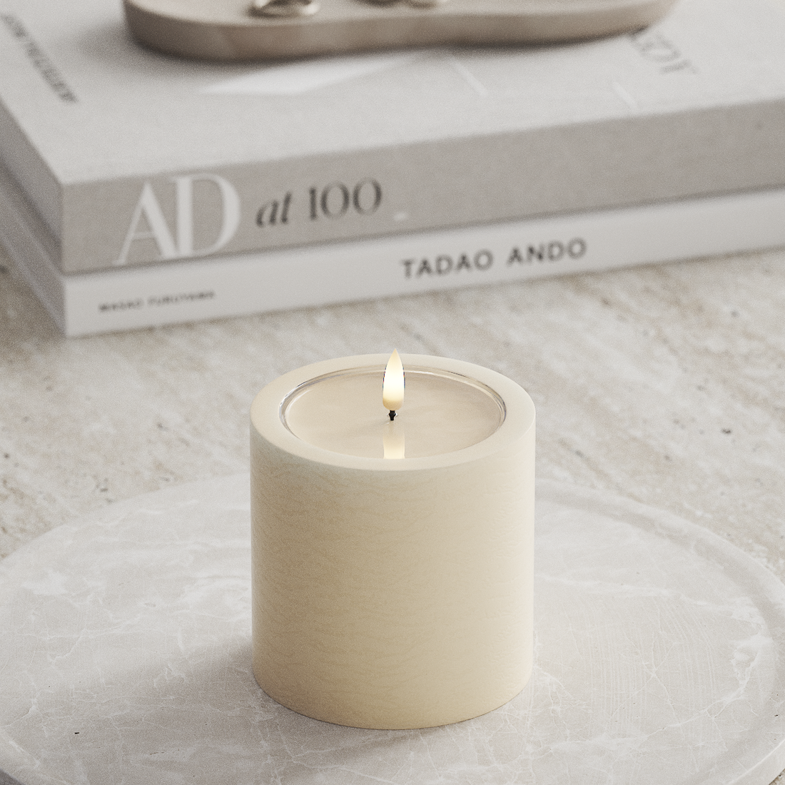 Deluxe Homeart Unique LED Blockljus D 10 x 10 cm Kräm unique Blockljus 3