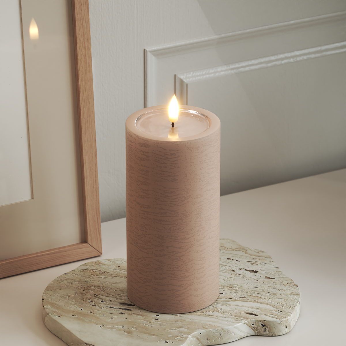 Deluxe Homeart Unique LED Blockljus D 7,5 x 15 cm Rose unique Blockljus 3