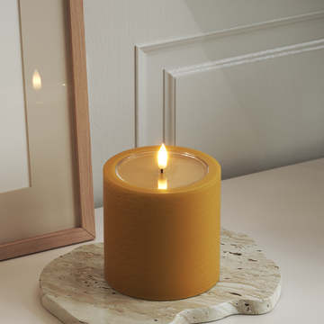 Deluxe Homeart Unique LED Blockljus D 10 x 10 cm Curry unique Blockljus 3