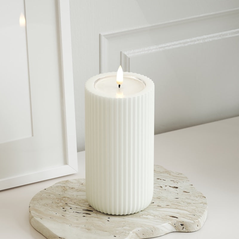 Unique Candles Unique LED Rilleljus D 8 x 15 cm Vit